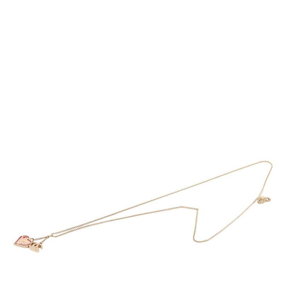 Chanel Coco Mark Heart Pendant Necklace 05P Gold Multicolor Plated Women's CH... - Picture 3 of 7